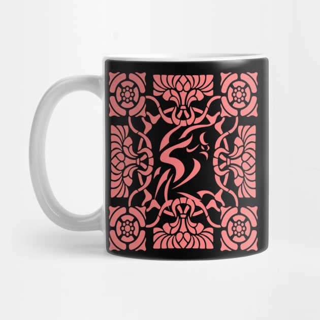 Ornamental Phoenix firebird Pink by Kiyiya Designs